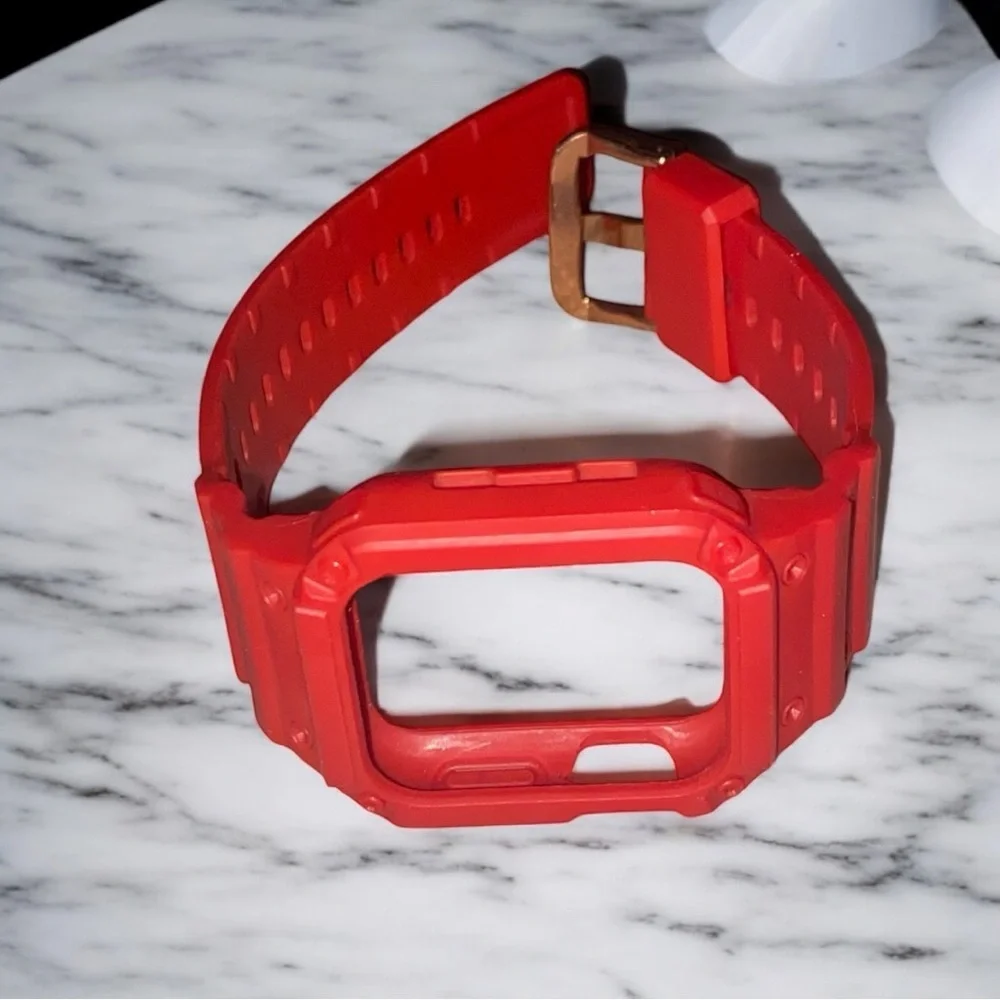 Red TPU Band + Case Compatible w/apple watch 38mm/40mm